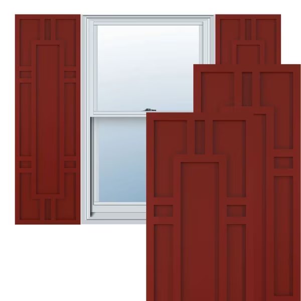 True Fit PVC Hastings Fixed Mount Shutters, Pepper Red, 18